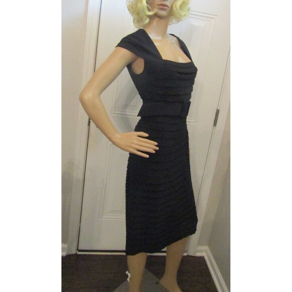 Adrianna Papell Dress NWT Black Shutter Pleated Matte Jersey Cocktail Size 6 - Picture 5 of 10